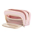 thumbnail image 1 of Multi Compartment Pouch Portable Zipper Case With Mesh Pockets For Stationery Makeup Travel Organizer,Pink-21Cm, 1 of 4