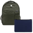 thumbnail image 1 of Multi-Compartment Premium Nylon Backpack With Adjustable Padded Straps, Zippered Pockets And Universal Neoprene Smart Sleeve for 15 Inch Laptops / Tablets Bundle (Olive)(Navy Blue), 1 of 6