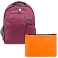 thumbnail image 1 of Multi-Compartment Premium Nylon Backpack With Adjustable Padded Straps, Zippered Pockets And Universal Neoprene Smart Sleeve for 15 Inch Laptops / Tablets Bundle (Purple)(Orange), 1 of 6