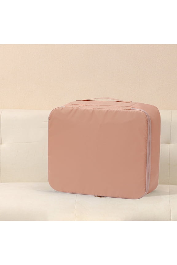 Multi Compartment Travel Packing Organizer - Twill Fabric Storage Bags Clothes Shoes Large Capacity Luggage Organizer Dividers(Pink,M)