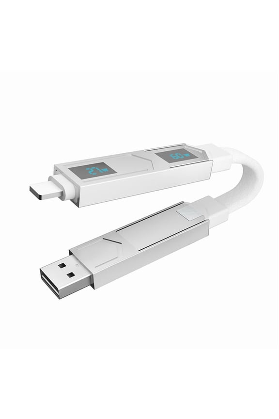 Multi Connectors Magnetic Fast Charging Cable with Screen Keychain PD Cord for Andriod TYPE-C 60W QC 18W White,1 * Charging Cable,White