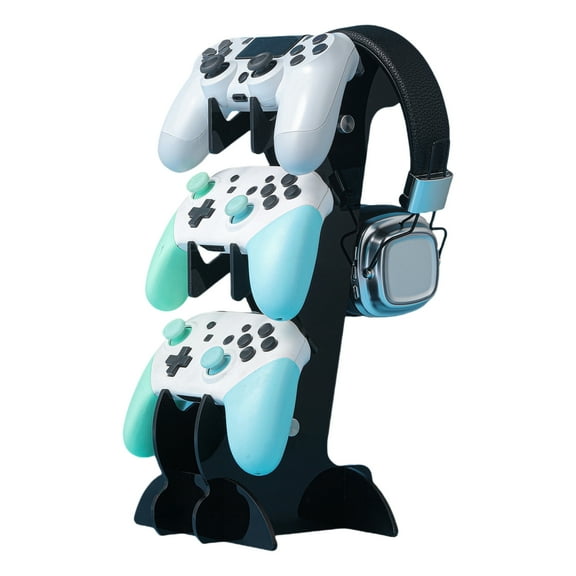 Multi-Console Gaming Headset & Game Controller Display Stand for PS5/PS4/PS3/PS2/Switch Pro/Xbox-Black