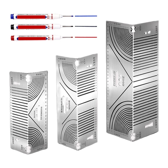 Multi-Corner Curved Line Tool With Ergonomic Handle For Engineering Drafting Plans