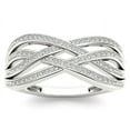 thumbnail image 1 of Multi Criss Cross Four Row Diamond Ring Four Row 1.8 Ct Diamond 14K White Gold Over, 1 of 2