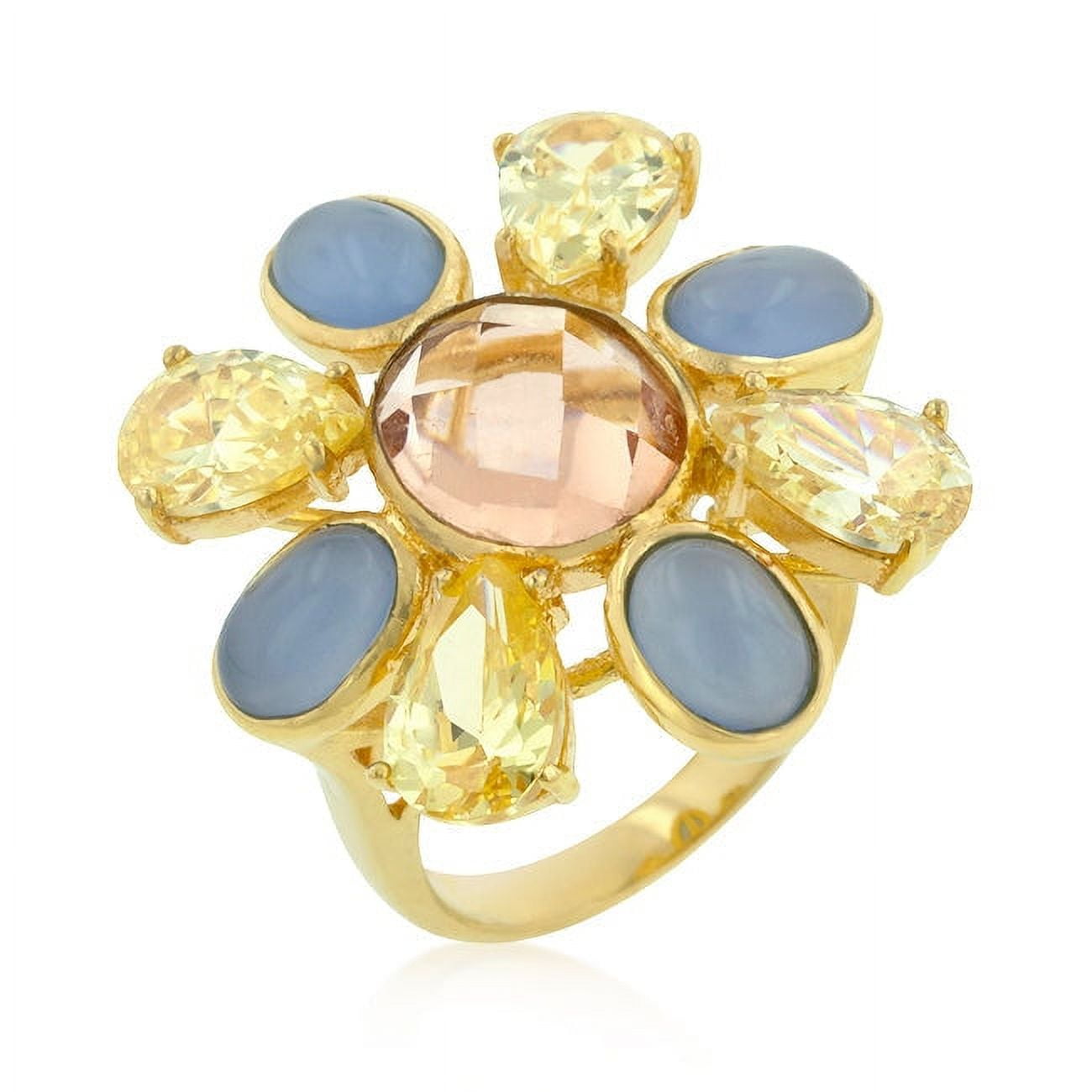 Multi-Cubic Zirconia Floral Golden Ring - Walmart.com