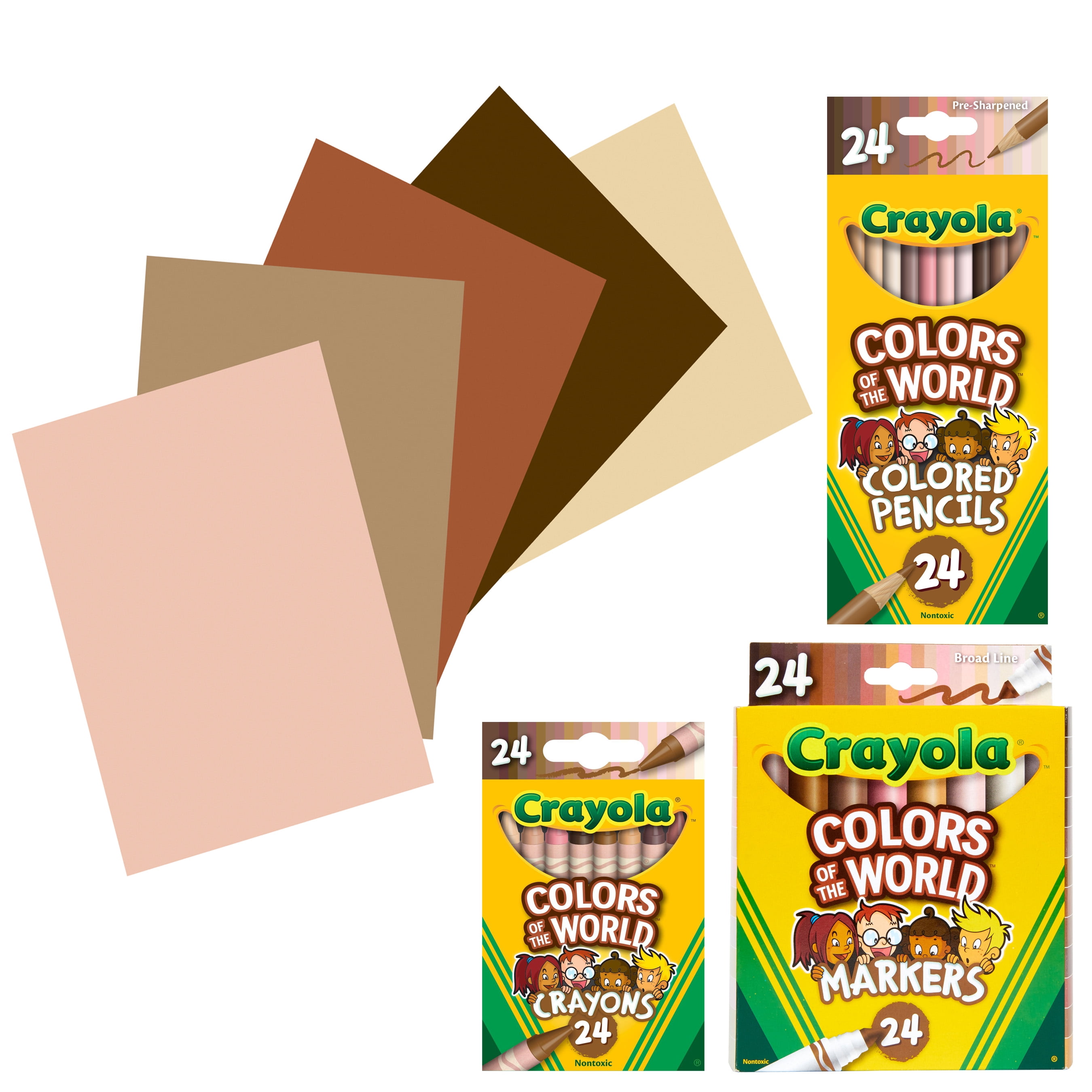Multi-Cultural Skin Tone Classroom Coloring Supplies 
