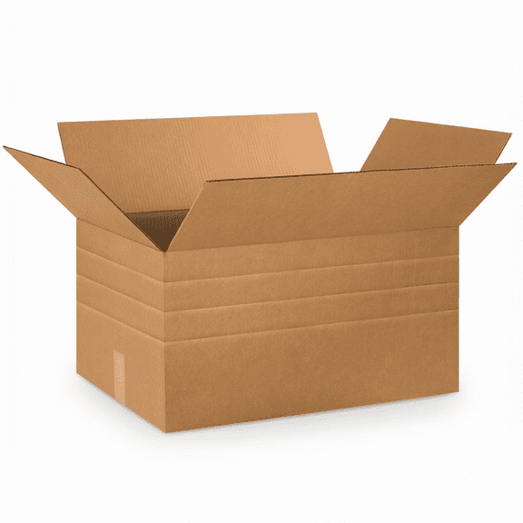 Multi-Depth Corrugated Shipping Boxes 24x16x12 15-Pack, Heavy Duty Kraft Cardboard Moving and Storage Cartons with Scored Sides