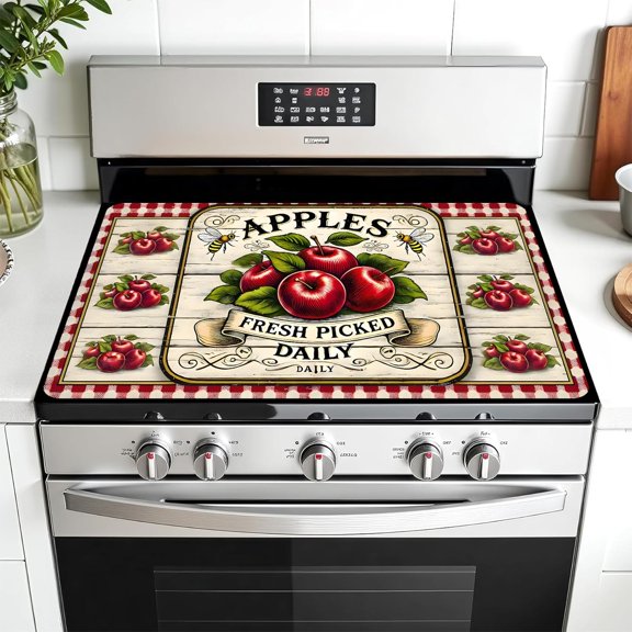 Multi-Design Stove Cover for Glass/Electric Stoves - 3-in-1 Heat-Resistant Protector Mat, Non-Slip Drying Rack 28"x20"