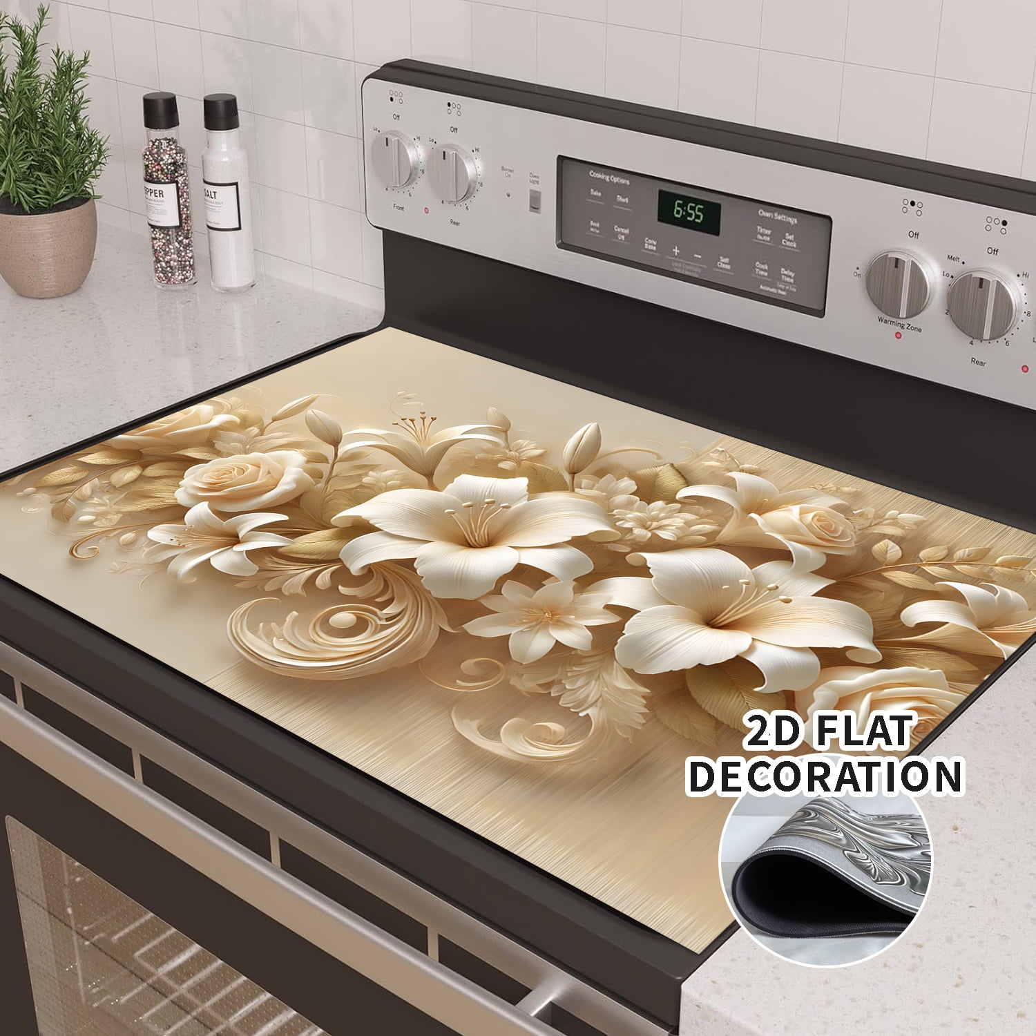 Multi-Design Stove Top Cover for Glass/Electric Stoves - 3-in-1 Heat-Resistant Protector Mat, Non-Slip Drying Rack 28"x20" Glass Cooktop Covers, Kitchen Flat Electric Stove Top Covers
