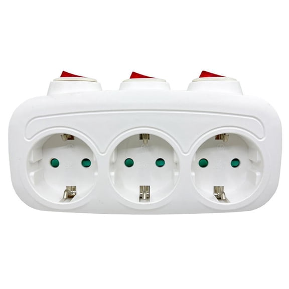 Multi Device Power Socket With 1 To 3 Expansion And Independently Switches For European And German Socket