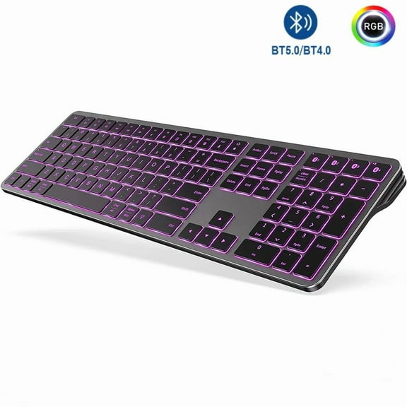 Multi-Device Rechargeable Keyboard Bluetooth Backlit Wireless Keyboard Compatible for Laptop Tablet iPad