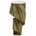 thumbnail image 1 of Multi Diagonal Stripes on Royal Wired Edge Ribbon (2.5 Inches, Moss Green, Copper, Burgundy) - 10 Yards, 1 of 1