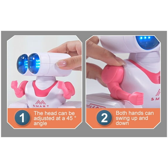 Multi-Directional Movement Programmable Remote Control Robot with Multi-Directional Movement, LED Lights, and Music for Interactive Play Stem Toy
