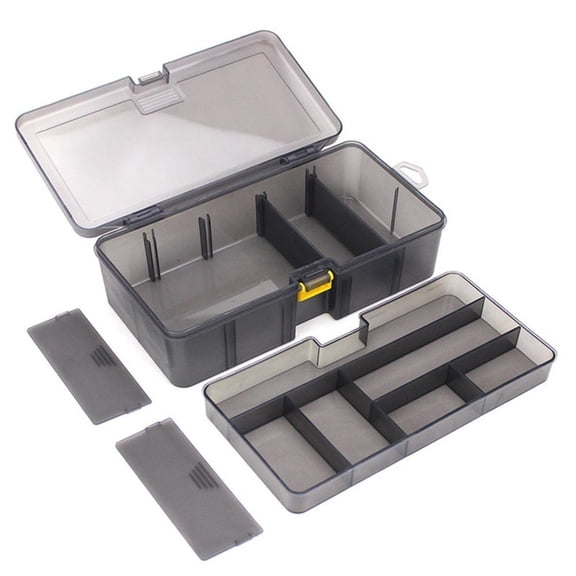 Multi-Division Dual Layer Tool Storage Box Organizer Fishing Lure Hooks Case