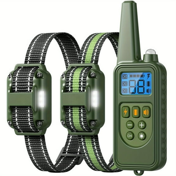 Multi-Dog Training Collar with Static Stimulation (E-shock), Vibration & Tone - Rechargeable, LCD Display, Durable Nylon
