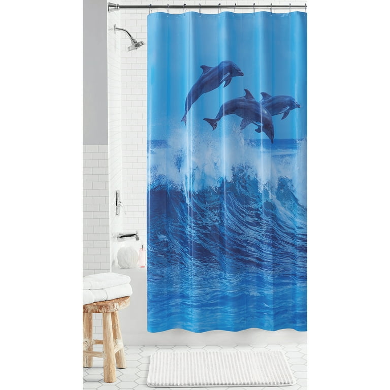 Multi Dolphin PEVA Shower Curtain, Mainstays, 70