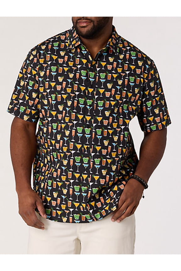 Multi Drink Patterned Sport Shirt Black 2XL