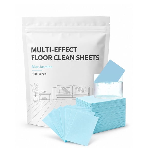 Multi-Effect Floor Clean Tablets – 100/200/300 Piece Floor Cleaning Tablets for Hardwood, Tile & Laminate – Child & Pet Safe, Long-Lasting Blue Jasmine Scent, Compact Mopping Solution