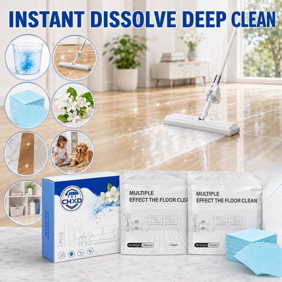 Multi-Effect Floor Clean Tablets, Instant Dissolve Deep Cleaner, Blue Jasmine Scented Mop Refills for Hardwood, Tile & Laminate, Child & Pet Safe, Space-Saving Concentrated Formula (100 Piece)