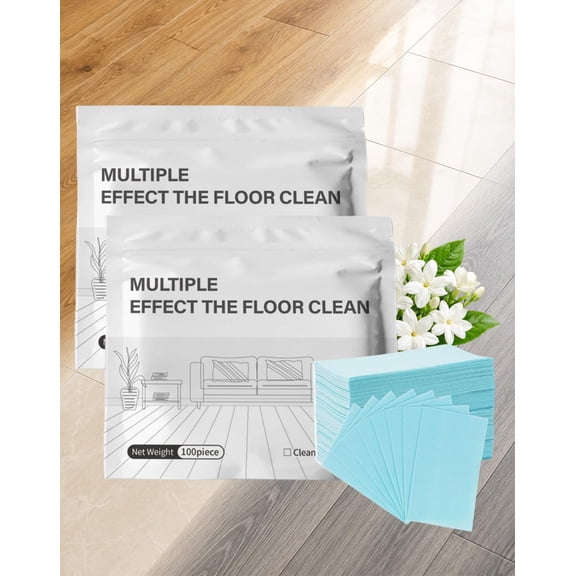 Multi-Effect Floor Clean Tablets, Instant Dissolve Deep Cleaner, Blue Jasmine Scented Mop Refills for Hardwood, Tile & Laminate, Child & Pet Safe, Space-Saving Concentrated Formula (100 Piece)