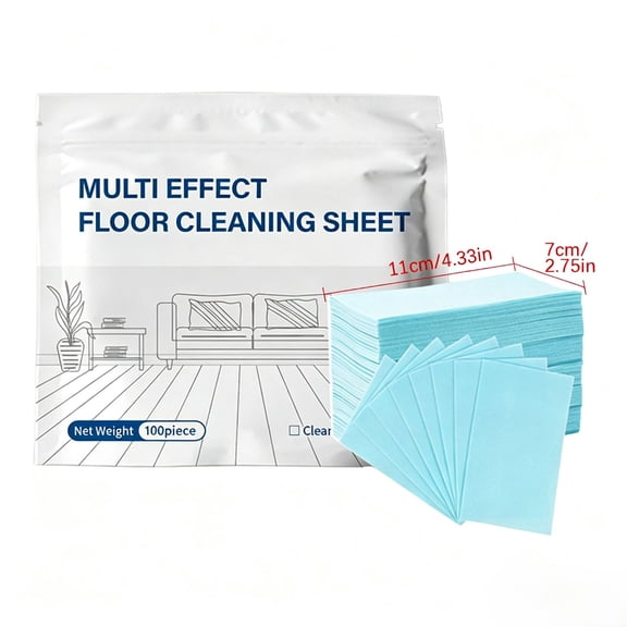 Multi Effect Floor Cleaning Tablets, Dissolvable Multi Surface Mopping Cleaner Sheets, Household Fresh Scent Floor Cleaning Sheets for Wood, Tile, Vinyl, Blue, Jasmine Fragrance