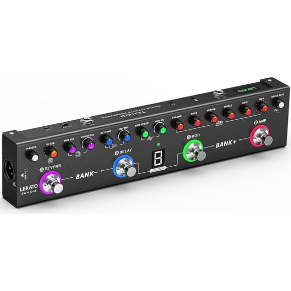 Multi Effects Guitar Pedal, Guitar Effects Pedal with 36 Presets, Editable 4 Modules, Amp, Chorus, Delay, Reverb, IR CAB, Tuner, BT Connection, Music Recording