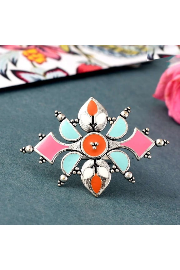 Embellished Silver-Plated Silver Ring