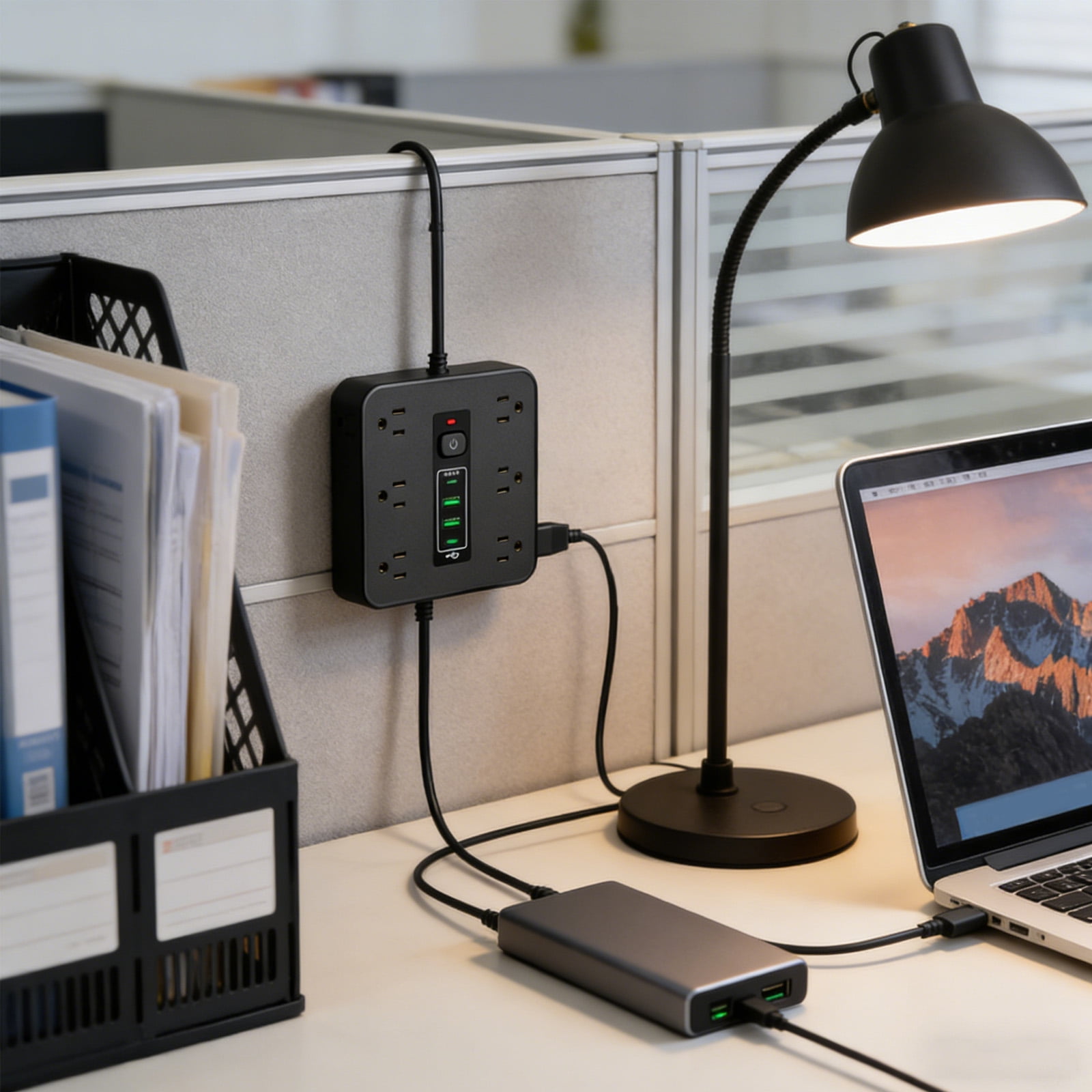 Multi - Engaging / Interactivection Surge Protector Power Strip, 12 Outlets & 4 Usb Ports (2C/2A), 6.6Ft Cord, Wall/Desktop Mountable, Compact For Home Office Travel