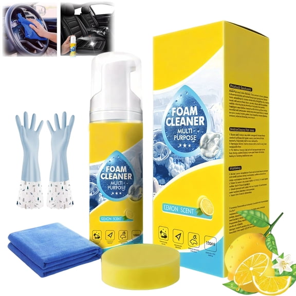 Multi-Enzyme Active Foam Cleaner, Professional 4-in-1 Deep Stain & Grease Remover for Home & Auto, 4-in-1 Multi-Enzyme Foam Cleaner, Powerful Multipurpose Enzyme Foam Cleaner(1Pc)