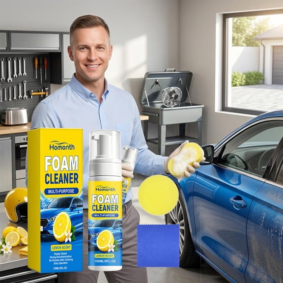 Multi-Enzyme Foam Cleaner 5oz, All-Purpose Deep Cleaning Spray for Car Interior Detailing, Kitchen Grease Remover and Sofa Upholstery Stain Treatment for Home Fabric Leather Vinyl