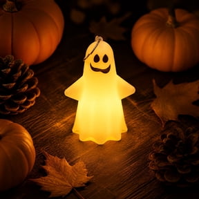 Multi Expression Mini Ghost LED Keychain Night Light, Dual Use Hanging Tabletop Soft Non Heating Illumination, Compact Spooky Ornament for Halloween Party Goodie Bag Indoor Home Display Gift