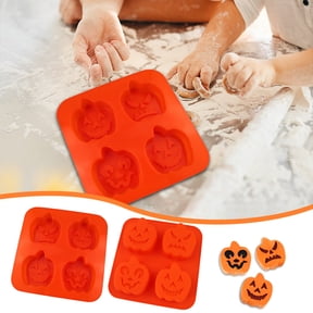 Multi-Expression Pumpkin Silicone Baking Tray, Four-Cavity Facial Pattern Dessert Mold, Flexible Pastry Pan for Chocolate, Pudding and Year-Round Homemade Dessert Craft