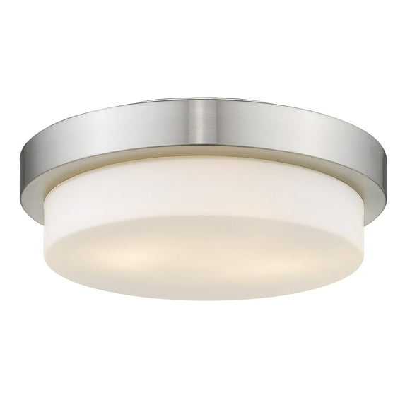 Wry Lighting Morgon 2-light 13" Flush Mount in Pewter and Opal Glass