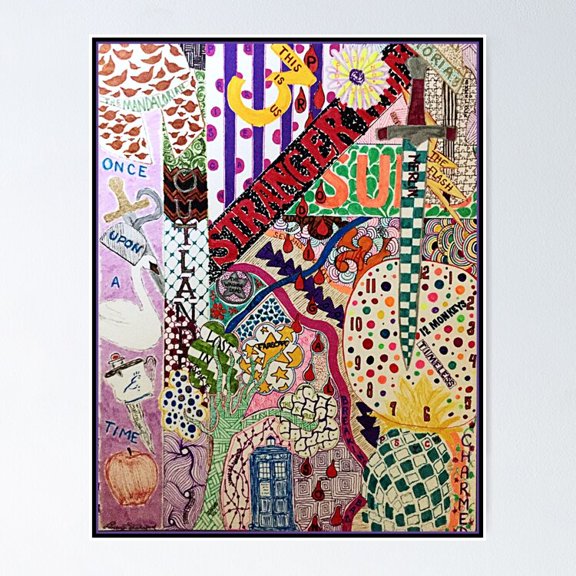 Multi Fandom Television Series Logo Collage Pop Culture Wall Decor, Unframed Poster