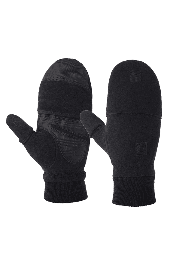 Multi-Fingered Fingerless Gloves With Adjustable Top And Cell Phone Pocket - Black