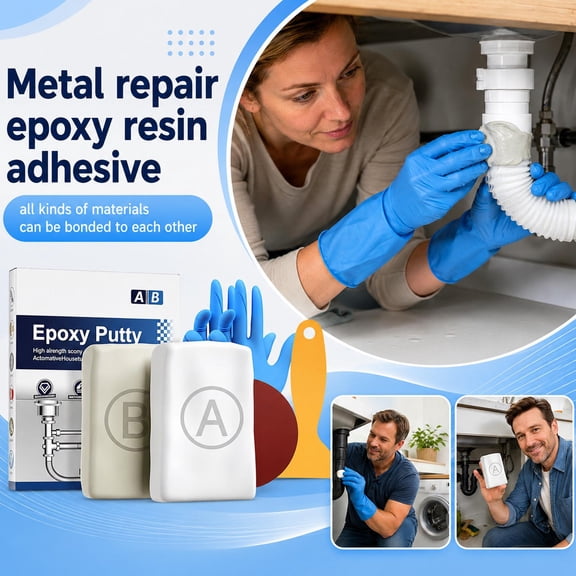 Multi Fixture Epoxy Adhesive Set, Household Tool Kit, Spigot Repair Kit, Plumbing Repair Putty, 6X5.5X0.59 Inch Plumbing and Home Mending Kit with 2 Epoxy Adhesives, 2 Pairs
