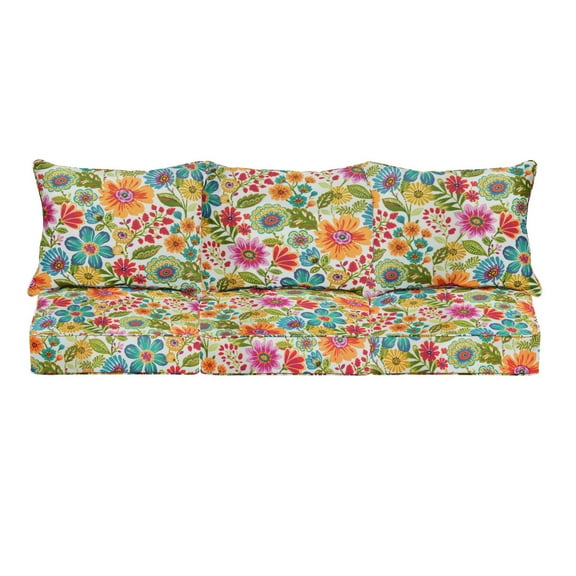Multi Floral Indoor/Outdoor Deep Seating Sofa Set, Corded