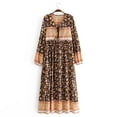 thumbnail image 1 of Multi Floral Print Vintage Women Tie Neck Tassel Beach Bohemian Maxi Dresses Robe Ladies Rayon Cotton Boho Dress Vestidos, 1 of 4