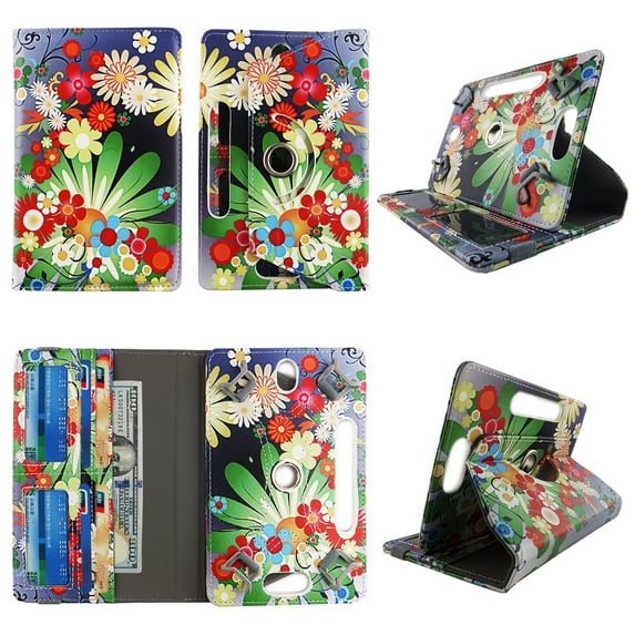 Multi Flower tablet case 8 inch for Samsung Galaxy Tab A 8" 8inch android tablet cases 360 rotating slim folio stand protector pu leather cover travel e-reader cash slots