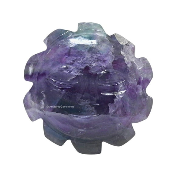 Multi Fluorite Crystal Sun Face Carving