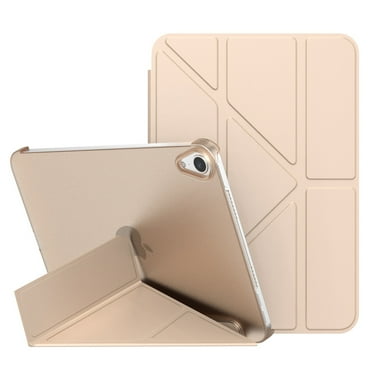 Multi-Fold Plastic Hard Case for iPad 2018/2020/2021 12.9-inch, with Built-in Stand, 360° Full Protection, Shockproof, Anti-Drop (Golden,Case for ipad 6th/8th/9th generation)