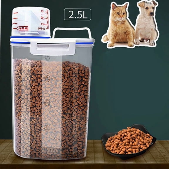 Multi-Function /2kg Dog Food Storage Container with Plastic Pail with Measuring Cup 1.5kg | TYPPKMM