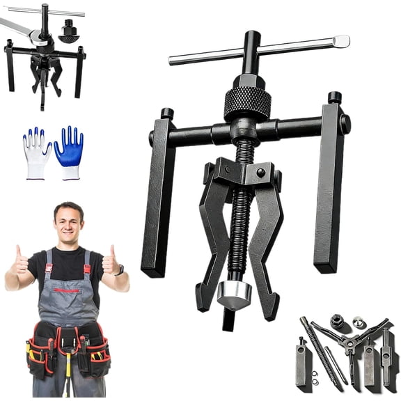 Multi-Function 3-Jaw Bore Puller Tool, Carbon Steel Pilot Bearing Puller Set, Internal External Bearing Gear Extractor for Wheel Bearings, Bushings, Gears, Car(Small)