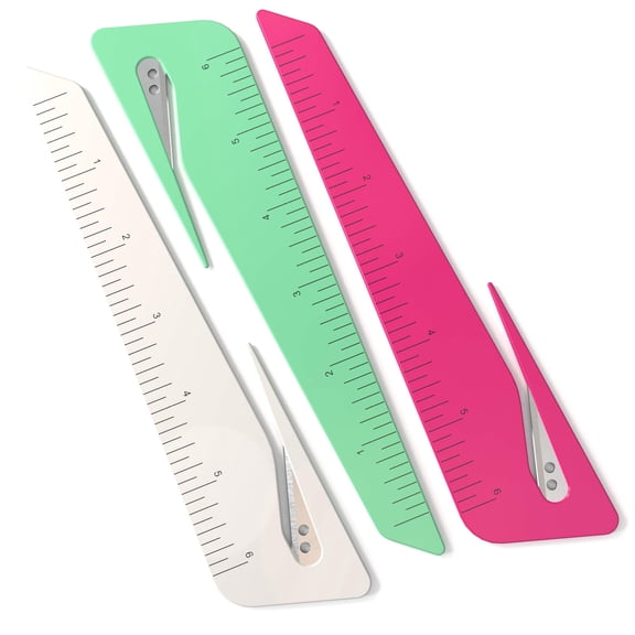 Multi‑Function 6 Inch Ruler with Letter Opener, Easy‑Grip Oversized Handle Measuring Tool, Ideal for Crafts Drafting Sewing Drawing & Office Use