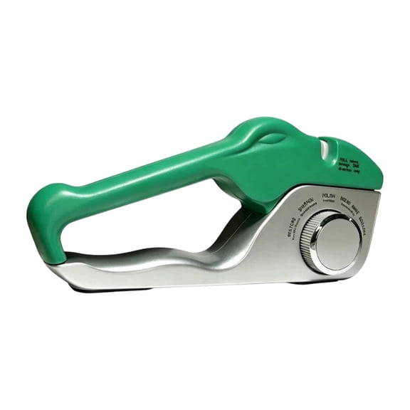Multi-Function Adjustable Kitchen Knife Sharpener - Professional All-In-One Manual Knife & Scissors Sharpening Tool With Crocodile Ergonomic Handle & Angle Adjustment Dial, Green Upgrade