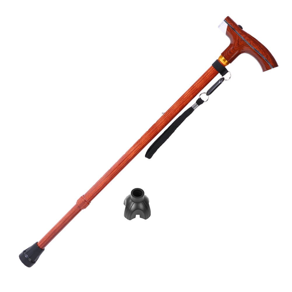 Multi-Function Adjustable LED Light Walking Stick Hiking Cane