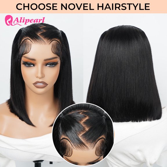 Multi-Function Alipearl Hair Straight 134 Lace Frontal Pre Braided Pre Cut Lace Pre Styled Wig Zig Zag Style Wig | Typpkmm