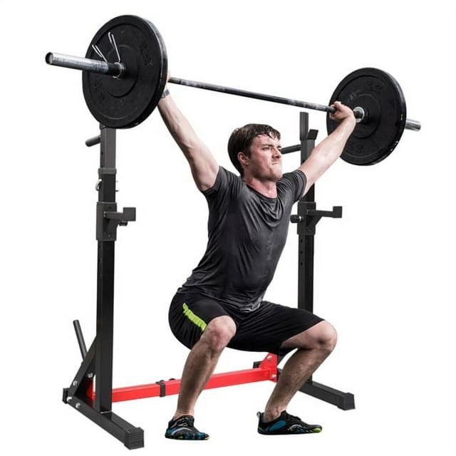 MultiFunction Barbell Rack Squat Stand with Barbell Plate Rack
