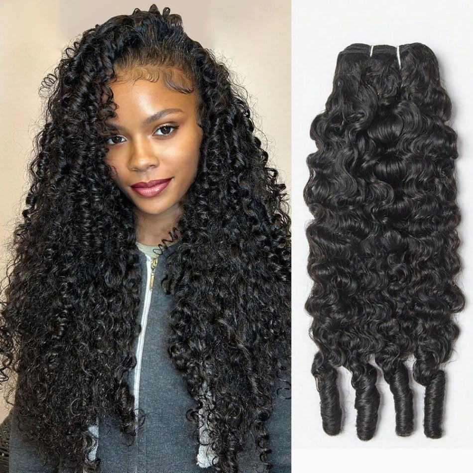 Multi-Function Burmese Curly Human Hair Bundles Human Hair Quality Brazilian Hair Extensions Deep Wave Hair Weave Bundles Raw Hair Bundles - Typpkmm