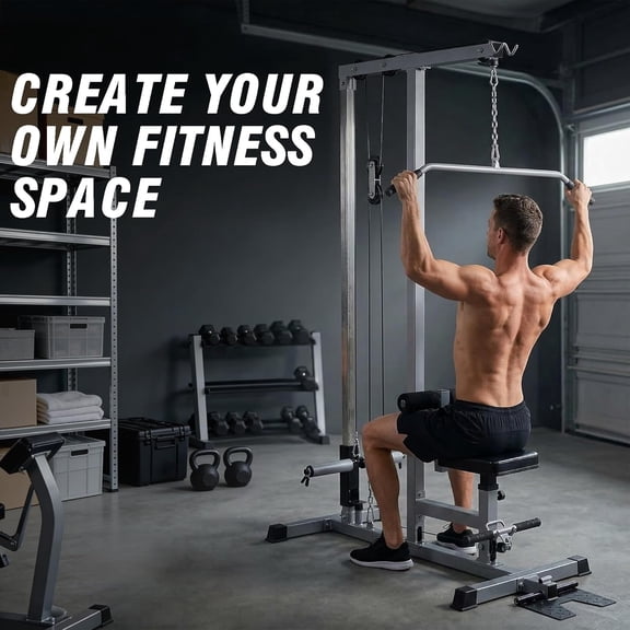 Multi-Function Cable Fitness Machine with High & Low Pulley Stations, 4-Level Adjustable Seat and Rollers, Ideal for Strength Training, Back, Arm and Shoulder Muscle Building